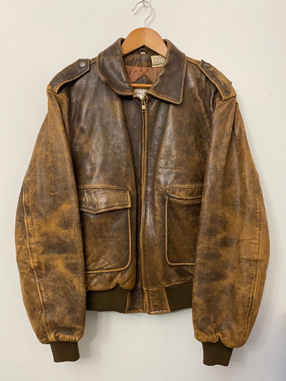 Men's Brown Leather Bomber Jacket - Classic Flight Style